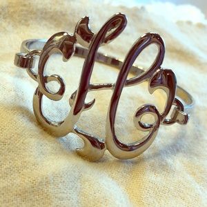 Silver initial “H” clasp bracelet